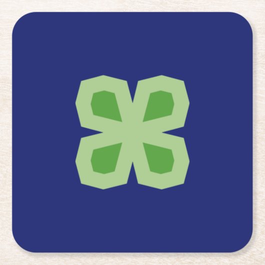 Dessous-de-verre Carré En Papier Clover à quatre feuilles angulaires à deux tons (Devant)