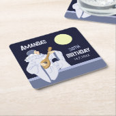 Dessous-de-verre Carré En Papier Clown doux (Pierrot) jouant lute CC1270 anniversai (Incliné)