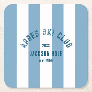 Dessous-de-verre Carré En Papier Club Apres Ski Retro Blue Cabana Rayure Soirée Ski