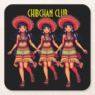 DESSOUS-DE-VERRE CARRÉ EN PAPIER CLUB CHIBCHAN