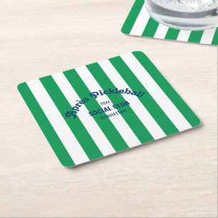 Dessous-de-verre Carré En Papier Club Social de Pickle Ball Après Rétro Rayure Vert
