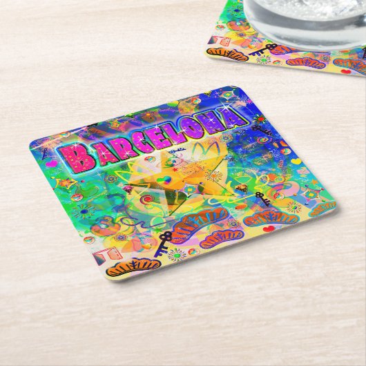 Dessous-de-verre Carré En Papier Coaster Époque de Barcelone (Incliné)