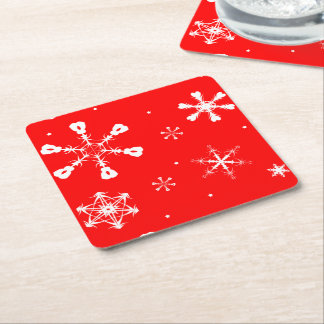 Dessous-de-verre Carré En Papier Coasters - Flocons de Neige - Noël