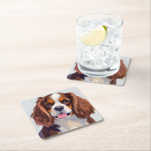 Dessous-de-verre Carré En Papier Cocker Spaniel   Peinture de chien animal de compa
