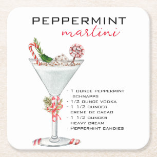 Dessous-de-verre Carré En Papier Cocktail à la menthe de Noël Martini Recette