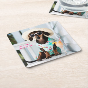Dessous-de-verre Carré En Papier Cocktail Dachshund Drink Coasters