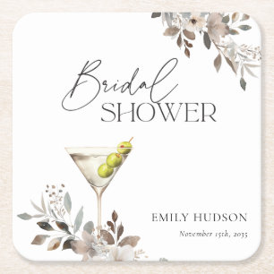 Dessous-de-verre Carré En Papier Cocktail Dirty Martini Baby Shower de Mariée