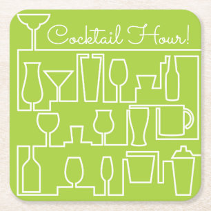 Dessous-de-verre Carré En Papier Cocktail Lime green