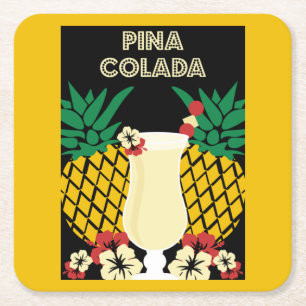 Dessous-de-verre Carré En Papier Cocktail Piña Colada