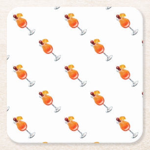 Dessous-de-verre Carré En Papier Cocktail Tequila Sunrise aquarelle