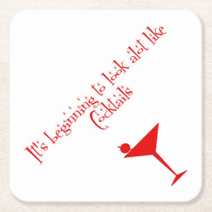 Dessous-de-verre Carré En Papier Cocktails de Noël Retro les années 50 Style Papier