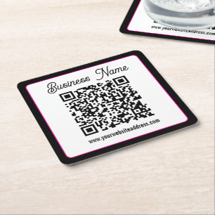 Dessous-de-verre Carré En Papier Code QR avec écriture cursive de script