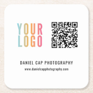 Dessous-de-verre Carré En Papier Code QR de logo personnalisé pour les entreprises