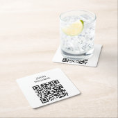 Dessous-de-verre Carré En Papier Code QR d'ouverture d'exposition sur mesure (En situation)