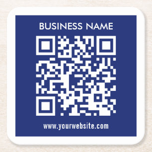 Dessous-de-verre Carré En Papier Code QR (généré instantanément) modifiable Bleu