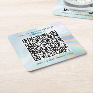 Dessous-de-verre Carré En Papier Code QR holographique de marketing pour entreprise