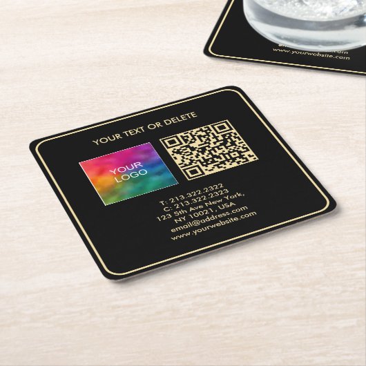 Dessous-de-verre Carré En Papier Code QR Modèle Black Gold (Incliné)
