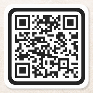 Dessous-de-verre Carré En Papier Code QR moderne éditable Noir Blanc ou Toute Cou