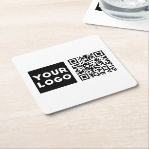 Dessous-de-verre Carré En Papier Code QR modifiable et logo ou image de votre entre