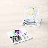 Dessous-de-verre Carré En Papier Code QR personnalisé Café Restaurant Bar Rétro Fla (En situation)