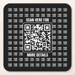 Dessous-de-verre Carré En Papier Code QR promotionnel (modifiable) avec motif de lo