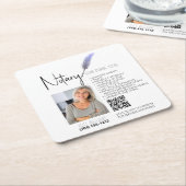 Dessous-de-verre Carré En Papier Code QR violet et blanc Notaire Promotionnel (Incliné)