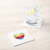Dessous-de-verre Carré En Papier Coeur arc-en-ciel (En situation)
