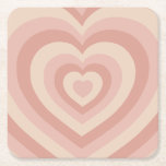 Dessous-de-verre Carré En Papier Coeur Beige<br><div class="desc">Love Hearts - Hypnotic heart Motif - Design rétro en Blush / Peachy Colors.</div>