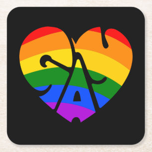 Dessous-de-verre Carré En Papier Coeur gay