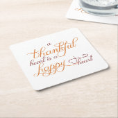 Dessous-de-verre Carré En Papier coeur reconnaissant est un coeur heureux action de (Incliné)