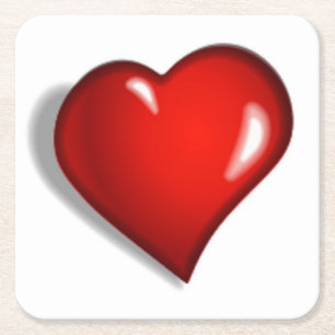 DESSOUS-DE-VERRE CARRÉ EN PAPIER COEUR ROUGE