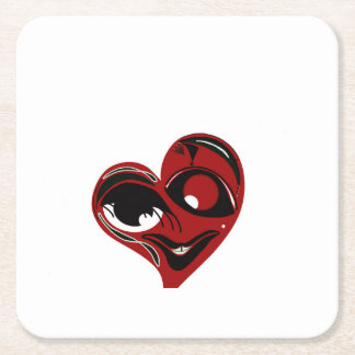 Dessous-de-verre Carré En Papier Coeur rouge Abstrait
