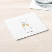 Dessous-de-verre Carré En Papier Coeurs de champagne (Incliné)