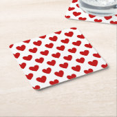 Dessous-de-verre Carré En Papier Coeurs de points Polka (Incliné)