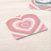 Dessous-de-verre Carré En Papier Coeurs roses doux (Incliné)