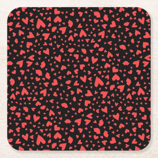 Dessous-de-verre Carré En Papier Coeurs rouges et baisers (Devant)