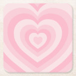 Dessous-de-verre Carré En Papier Coeurs Vintages rétro Bébé rose<br><div class="desc">Love Hearts - Hypnotic heart Motif - Retro Vintage Design in Baby Pink.</div>