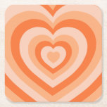 Dessous-de-verre Carré En Papier Coeurs Vintages rétro Orange<br><div class="desc">Love Hearts - Hypnotic heart Motif - Retro Vintage Heart Motif à Orange.</div>