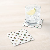 Dessous-de-verre Carré En Papier Coffee Pattern with Beans, Cups, and Coffee trees (En situation)