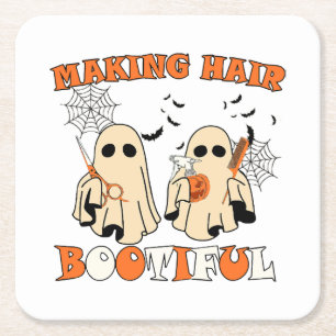 Dessous-de-verre Carré En Papier Coiffure drôle Fantôme Coiffeur Halloween