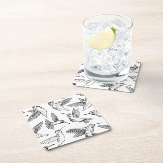 Dessous-de-verre Carré En Papier Colibri (En situation)