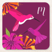 Dessous-de-verre Carré En Papier Colibri au Paradis Joli Monogramme (Devant)