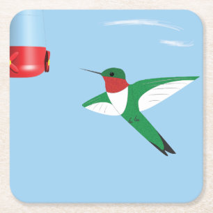 Dessous-de-verre Carré En Papier Colibri en Dessous de verre de vol
