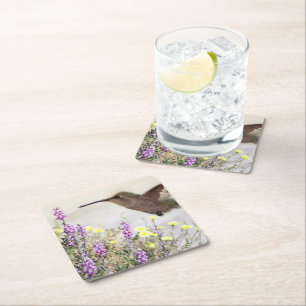 Dessous-de-verre Carré En Papier Colibri et fleurs sauvages Art numérique