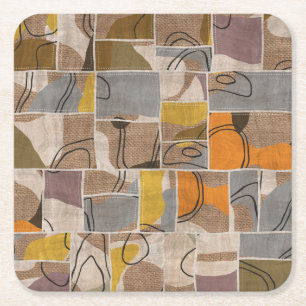 Dessous-de-verre Carré En Papier Collage de patchwork, motif de mixage de courtepoi