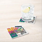 Dessous-de-verre Carré En Papier Collage des années 80 (En situation)