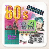 Dessous-de-verre Carré En Papier Collage des années 80 (Devant)