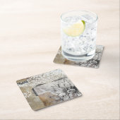 Dessous-de-verre Carré En Papier Collage Fleur II (En situation)