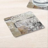 Dessous-de-verre Carré En Papier Collage Fleur II (Incliné)