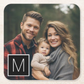 Dessous-de-verre Carré En Papier Collage photo noir et blanc 1 monogramme (Devant)